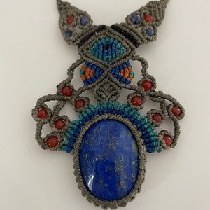 Handmade lapis lazuli and carnelian necklace!